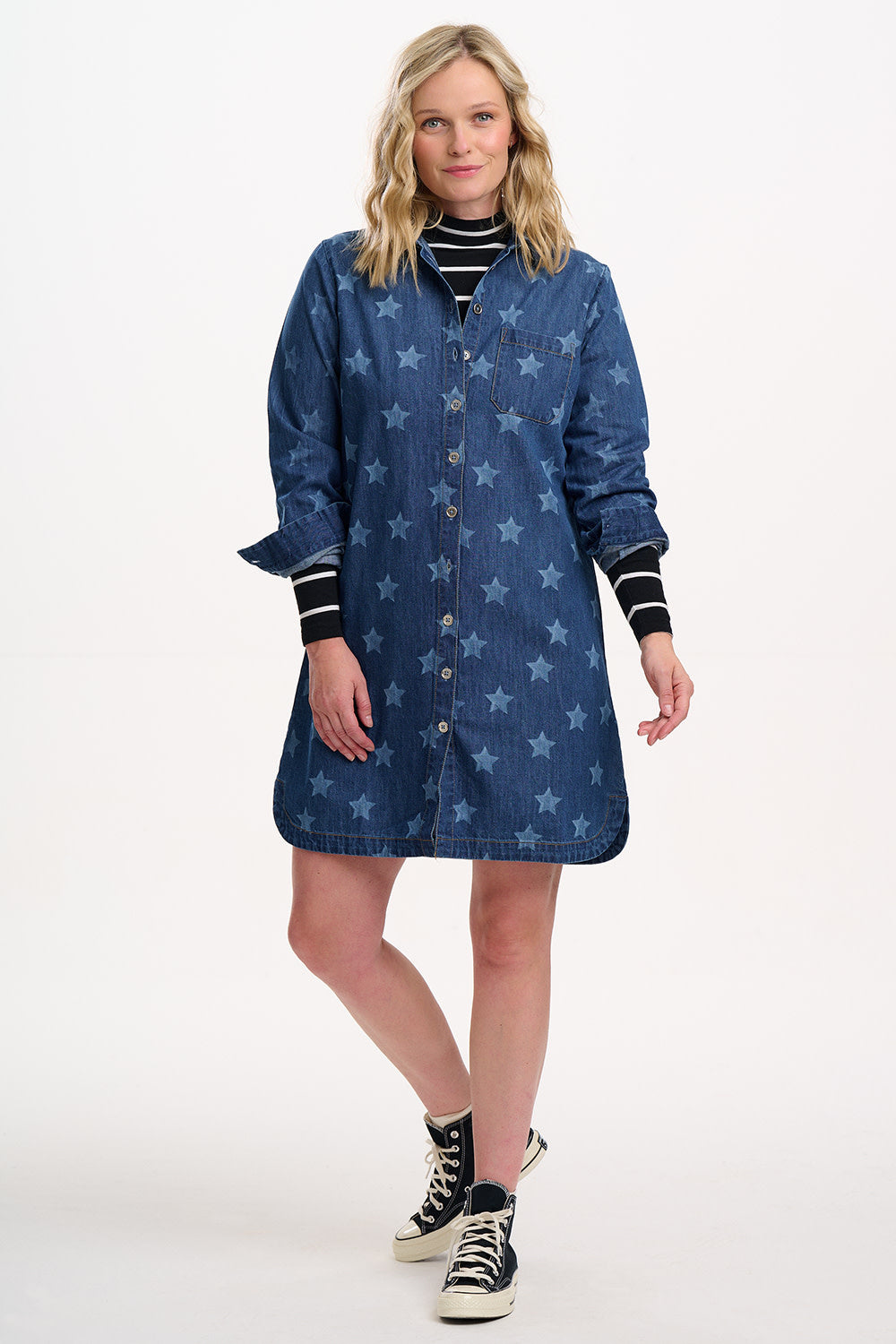 ILSA MINI SHIRT DRESS  Mid blue denim