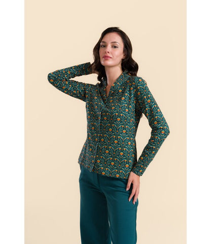 Iris Blouse  Barock Flower Green