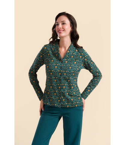 Iris Blouse  Barock Flower Green