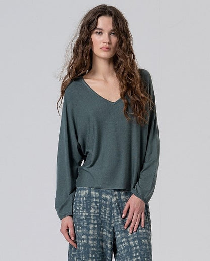 Japanese Sleeve Sweater With V Neck