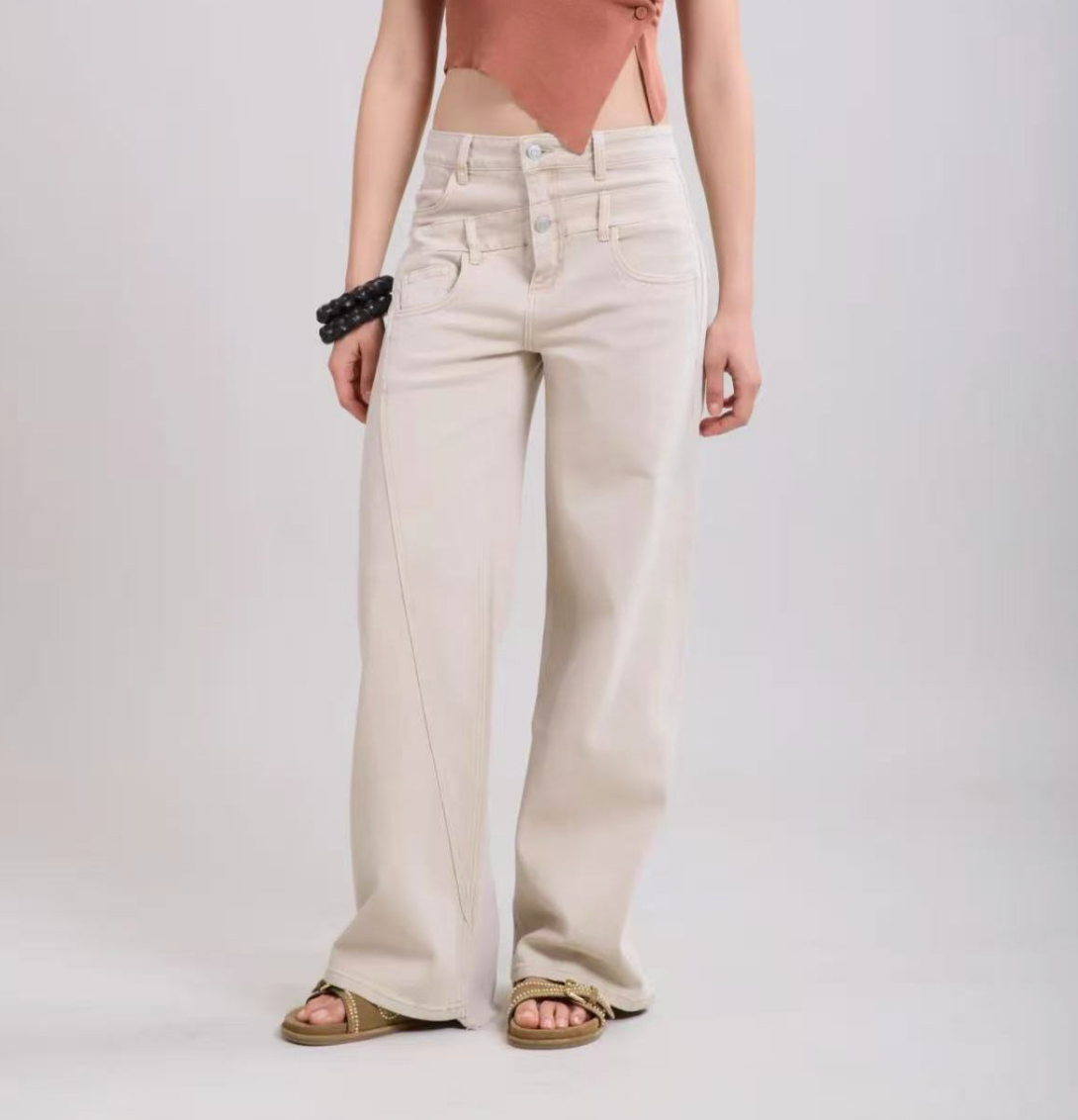 Wide leg Jeans Beige