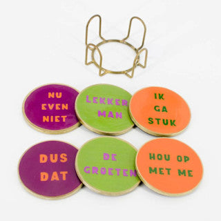 Setje onderzetters met tekst