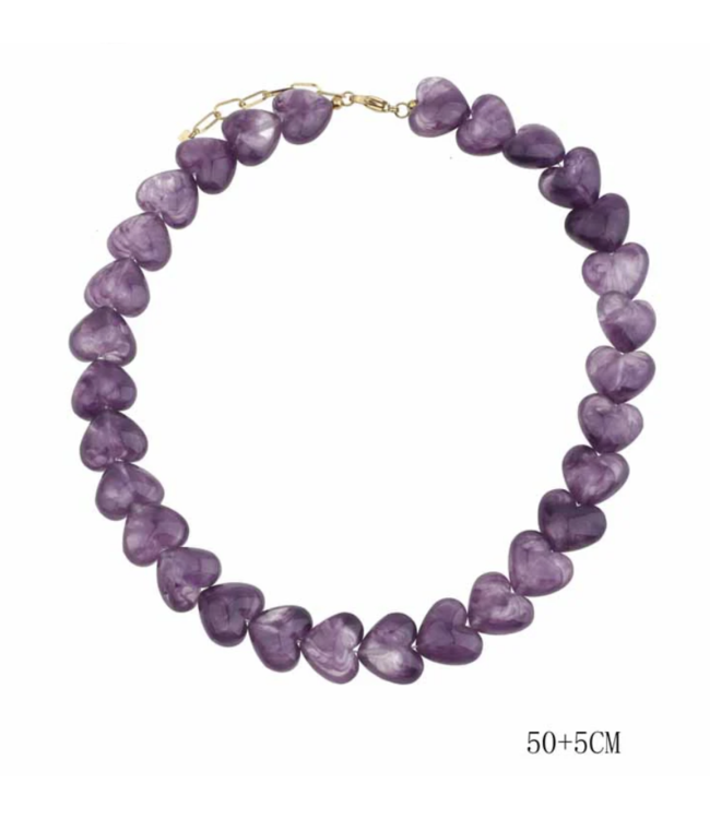 Ketting paars Hartjes