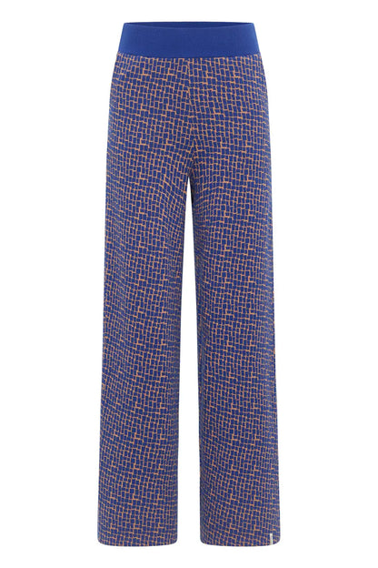 Knitted pants with a retro look Blue Windows
