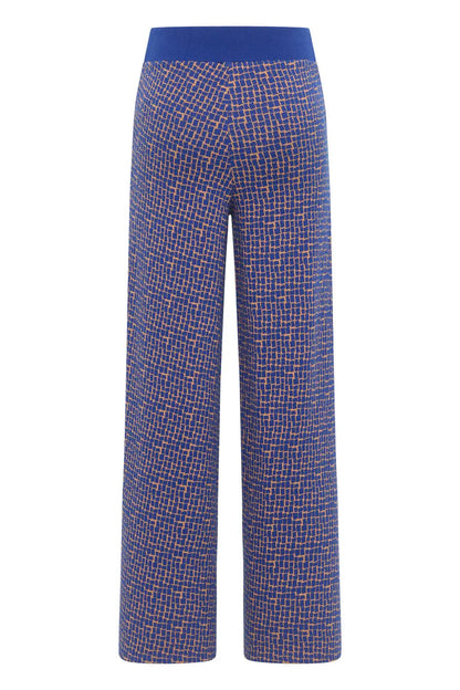 Knitted pants with a retro look Blue Windows