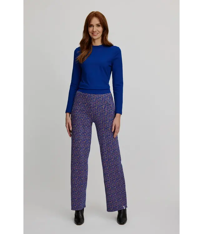 Knitted pants with a retro look Blue Windows