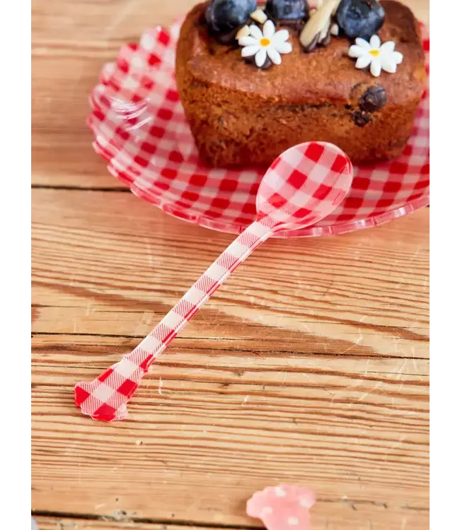 Kunstof Theelepel rood wit