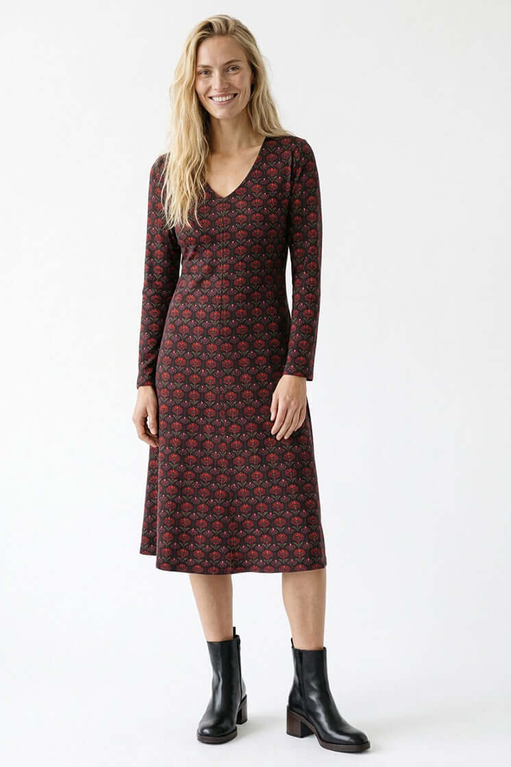Leo Dress-Venus-Elegante katoenen jurk met V-hals - SoMuch Fashion