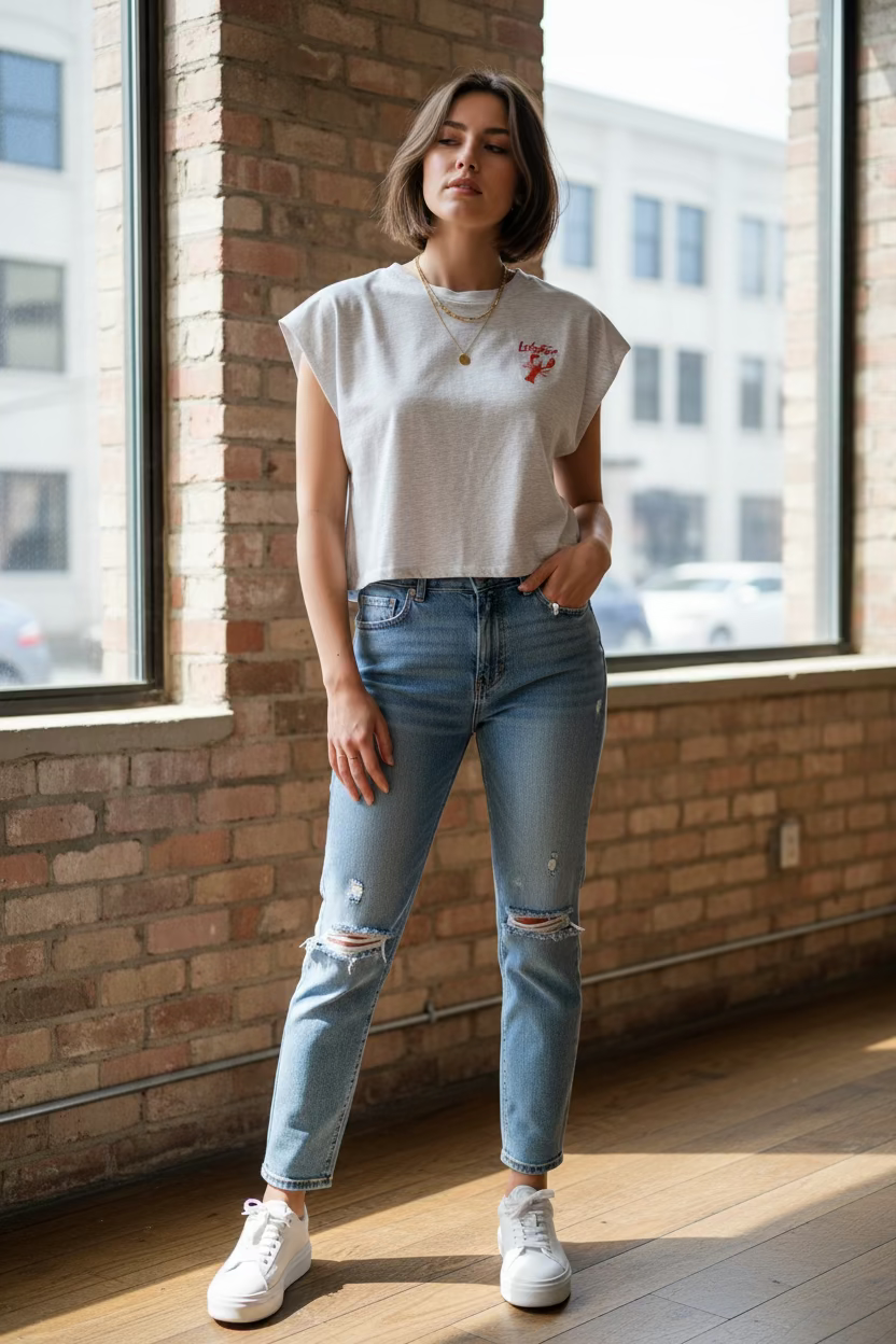 Licht grijs shirt met lobster logo 