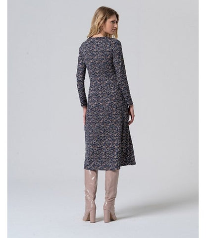 Long V Neck Dress  Azul