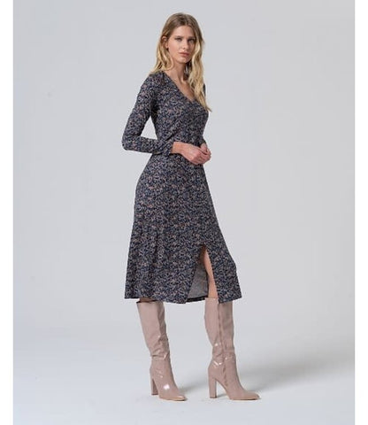 Long V Neck Dress  Azul