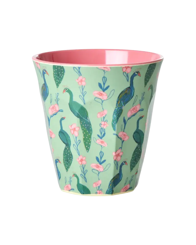 Medium Cup - Green - Peacock Power Print