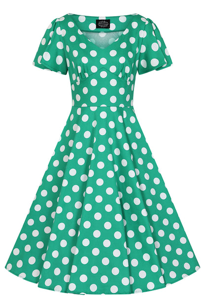 Nina Polka Dot Swing dress   Groen