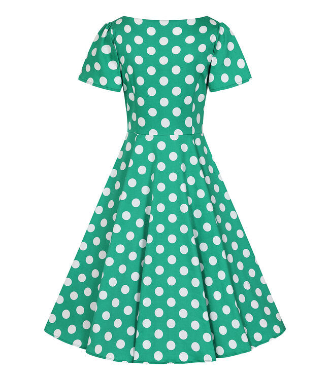 Nina Polka Dot Swing dress   Groen