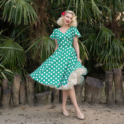 Nina Polka Dot Swing dress   Groen