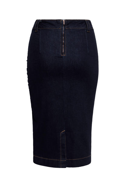 Overlapped Pencil skirt Darkblue