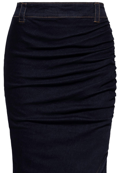 Overlapped Pencil skirt Darkblue