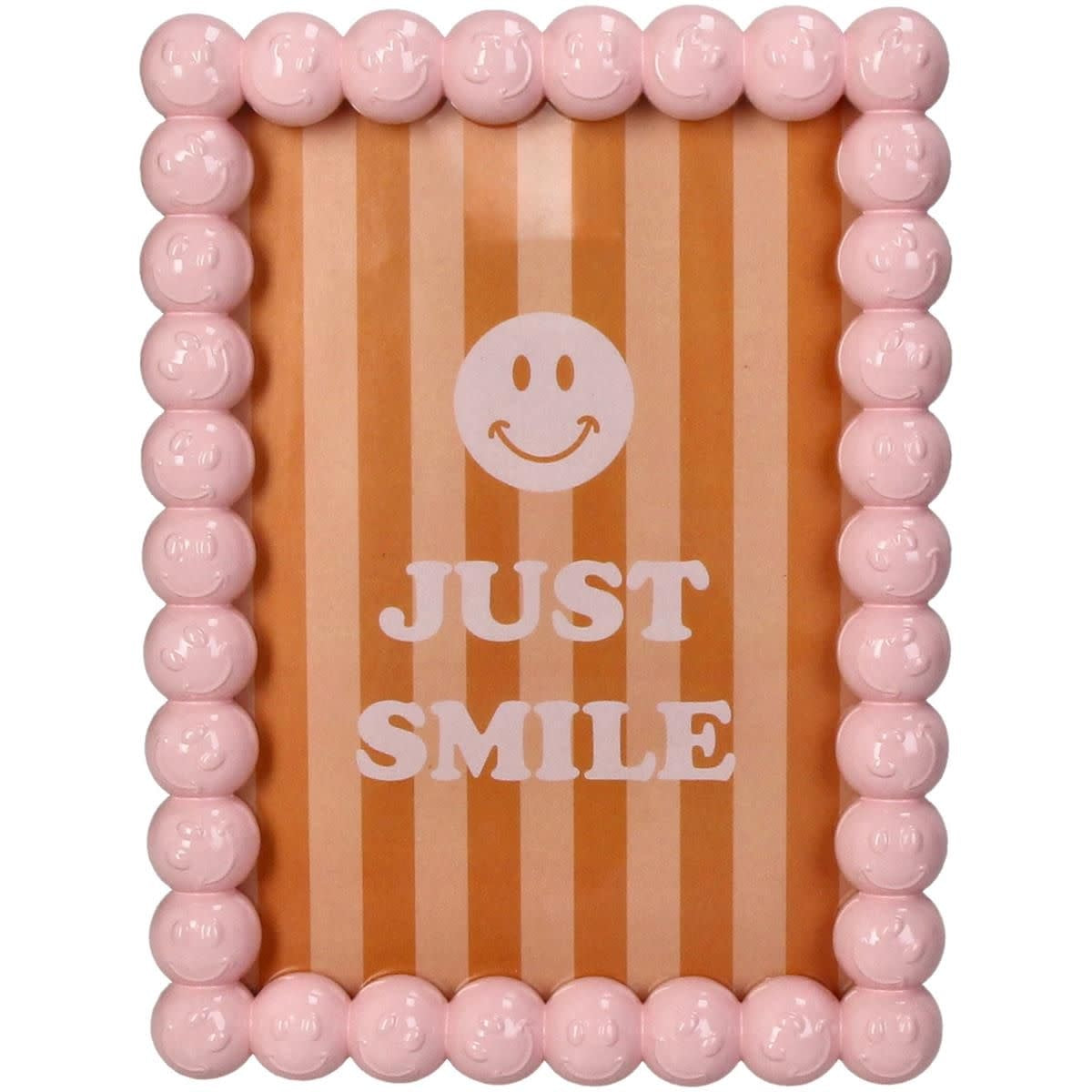 Photo Frame Smiley Polyresin Pink