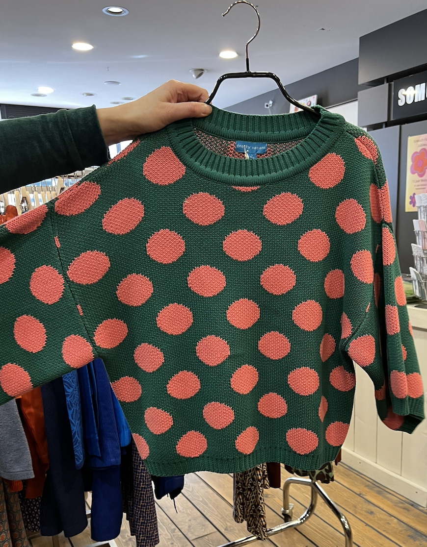 Roma 3/4 Sleeve Grn/Pink Polka