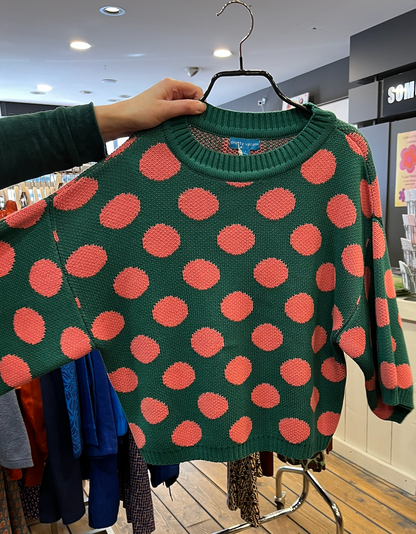 Roma 3/4 Sleeve Grn/Pink Polka