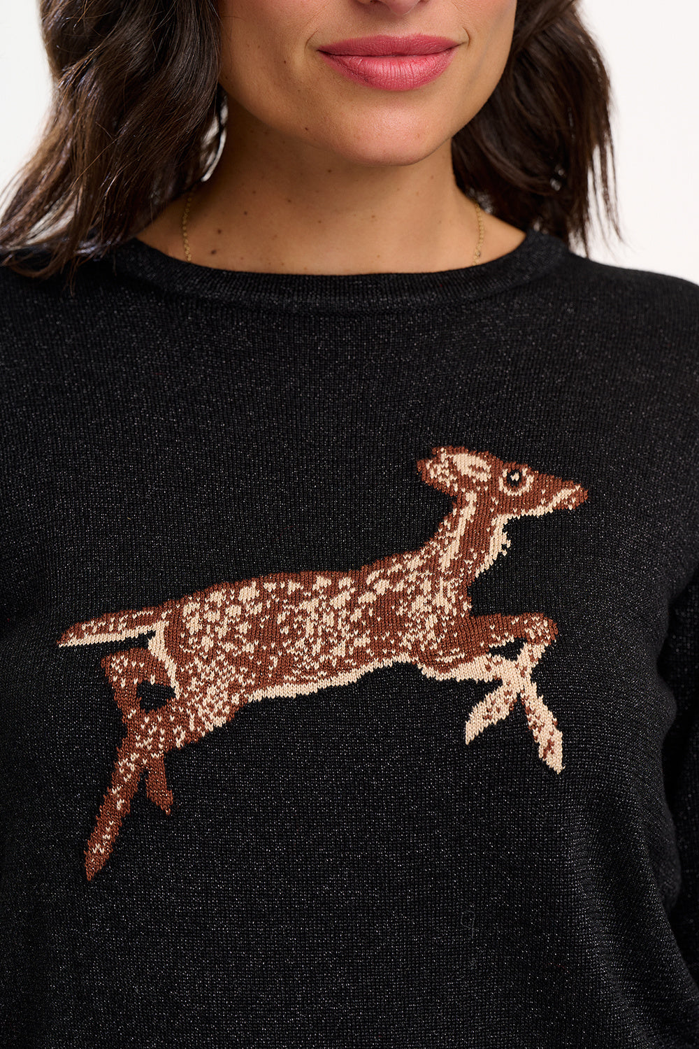 ROWENA JUMPER  Black Sparkling Deer