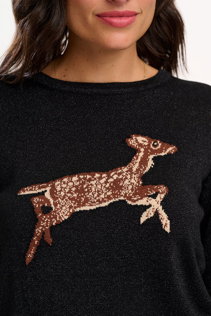 ROWENA JUMPER  Black Sparkling Deer