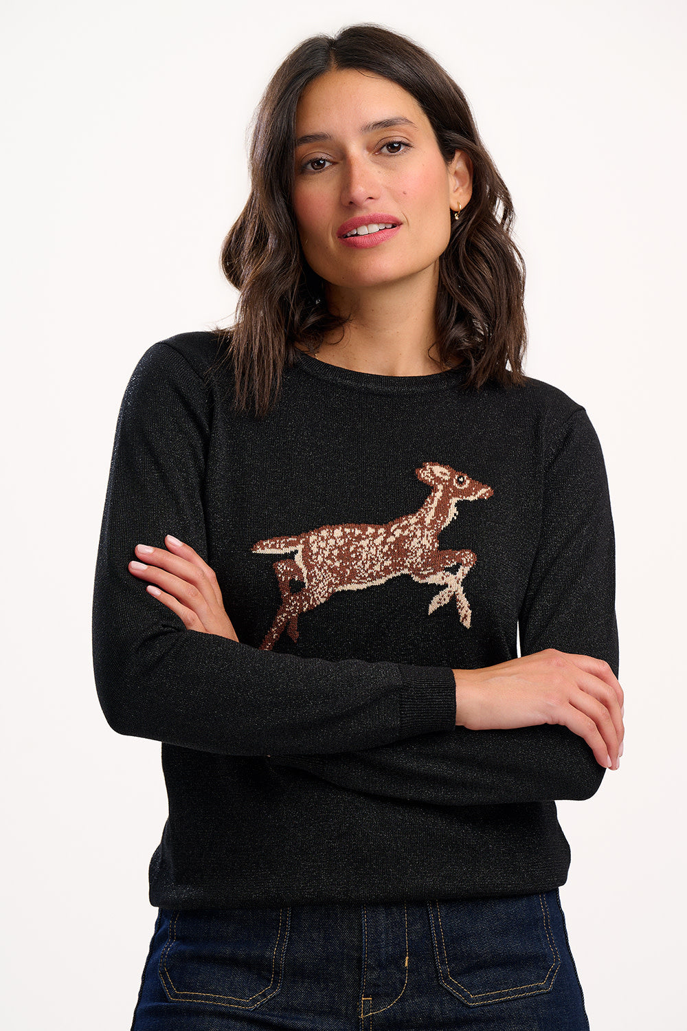 ROWENA JUMPER  Black Sparkling Deer