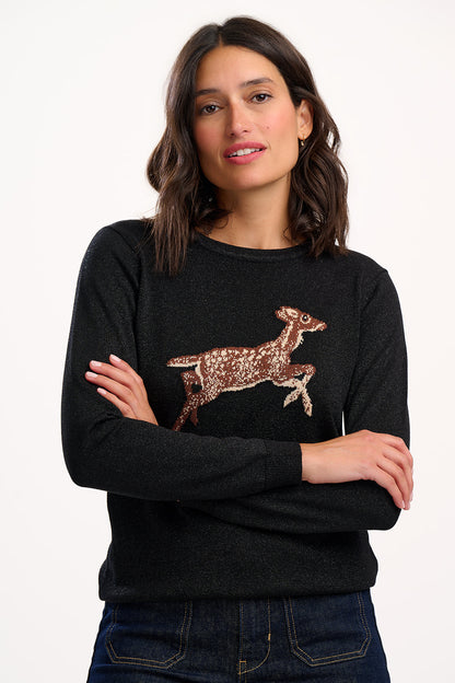 ROWENA JUMPER  Black Sparkling Deer