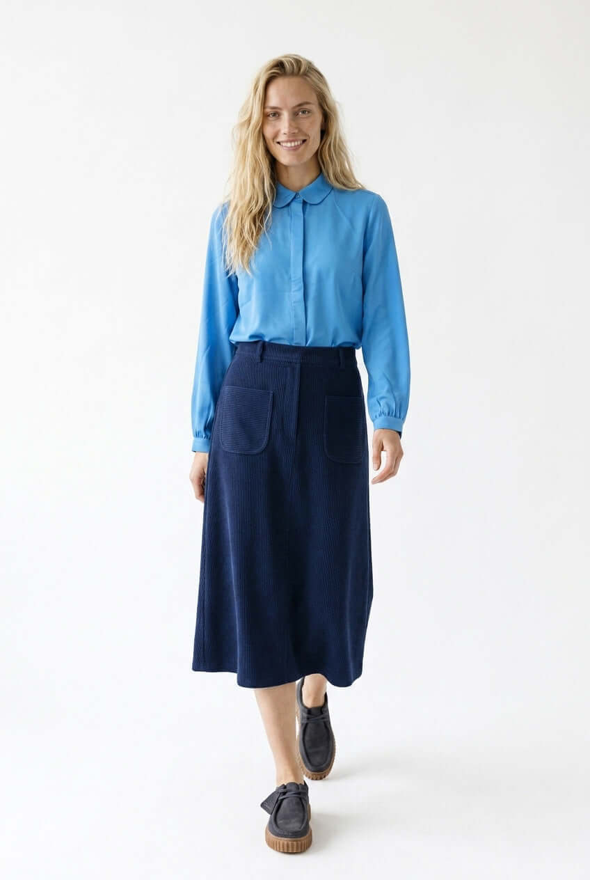Sabrina Cord Skirt-Naval Academy - SoMuch Fashion