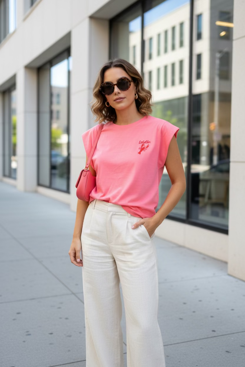 Roze shirt met lobster print 