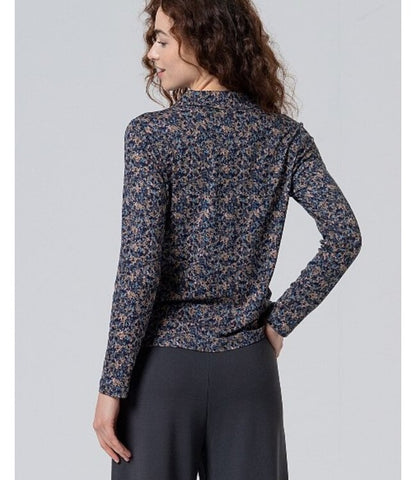 Smoking Collar Blouse  Blue