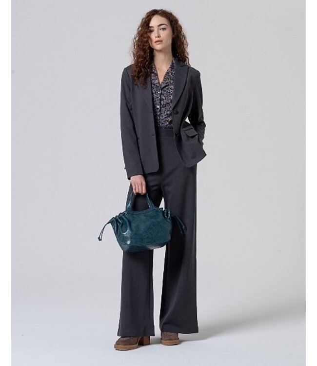 Smoking Collar Blouse  Blue