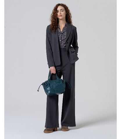 Smoking Collar Blouse  Blue