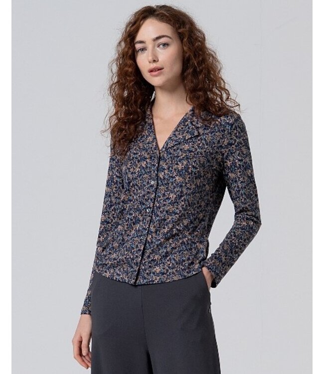 Smoking Collar Blouse  Blue