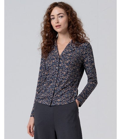 Smoking Collar Blouse  Blue