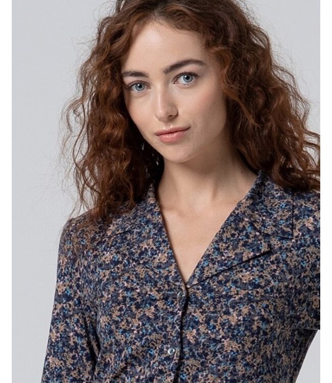 Smoking Collar Blouse  Blue