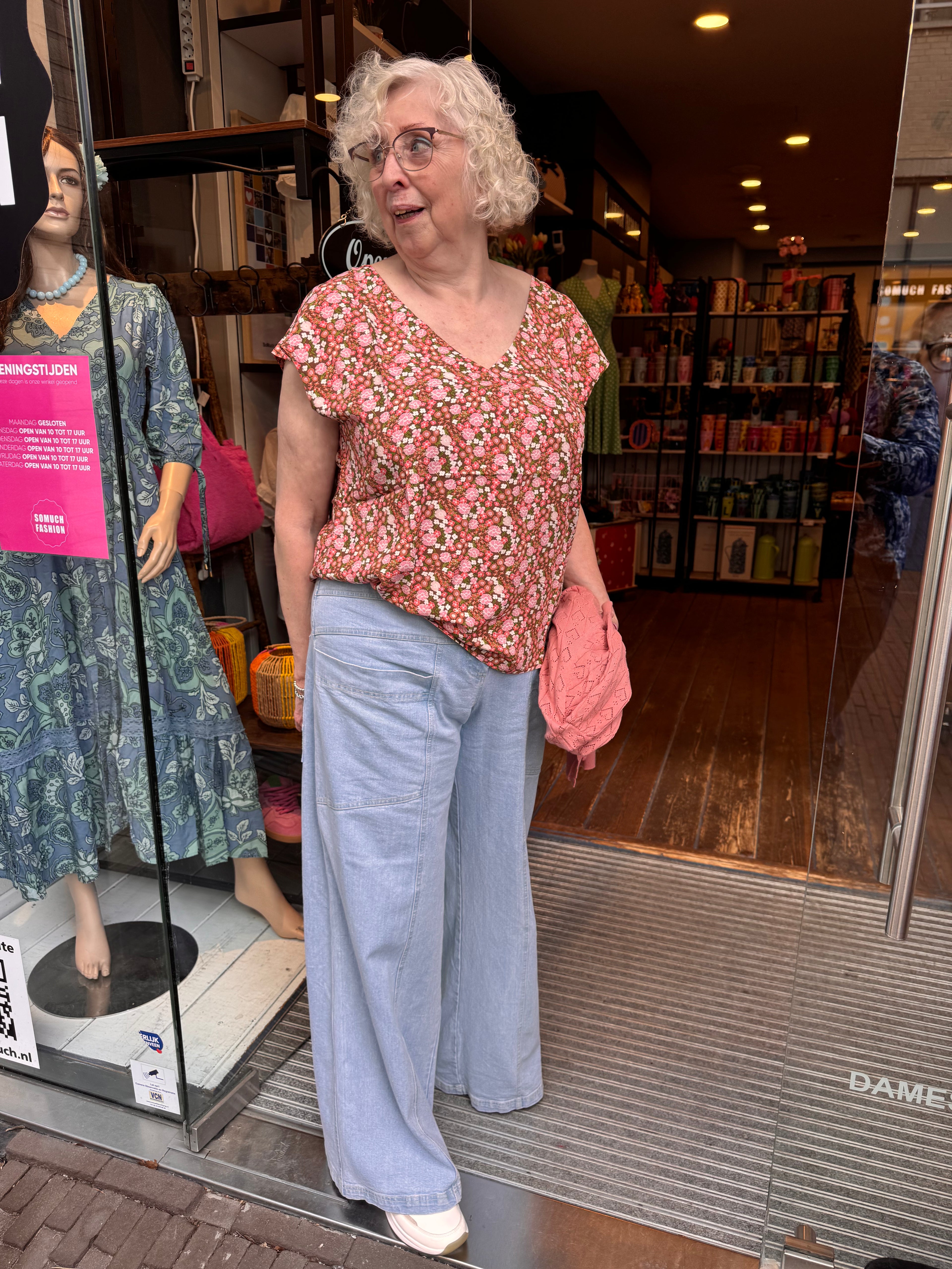 Top met print van viscose 