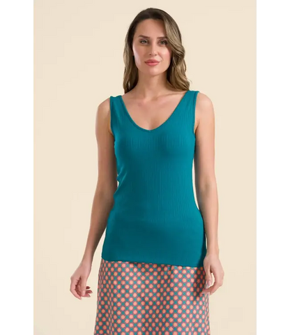 Stella Rib Top   Petrol Blue