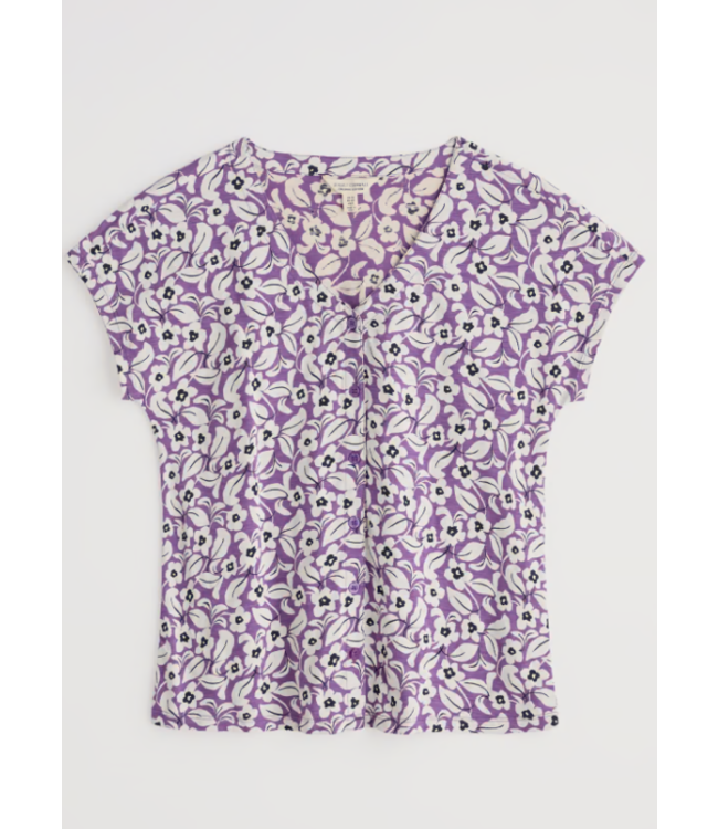 Studio Glass V-neck Jersey Top Winsome Floral Pansy