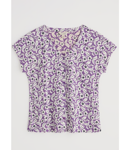 Studio Glass V-neck Jersey Top Winsome Floral Pansy