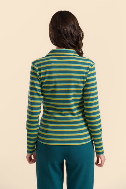 Suzy Top Deep Teal Stripes