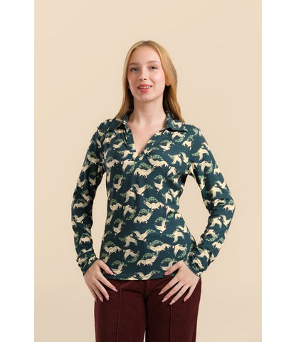 Suzy Top Crane Dance Petrol