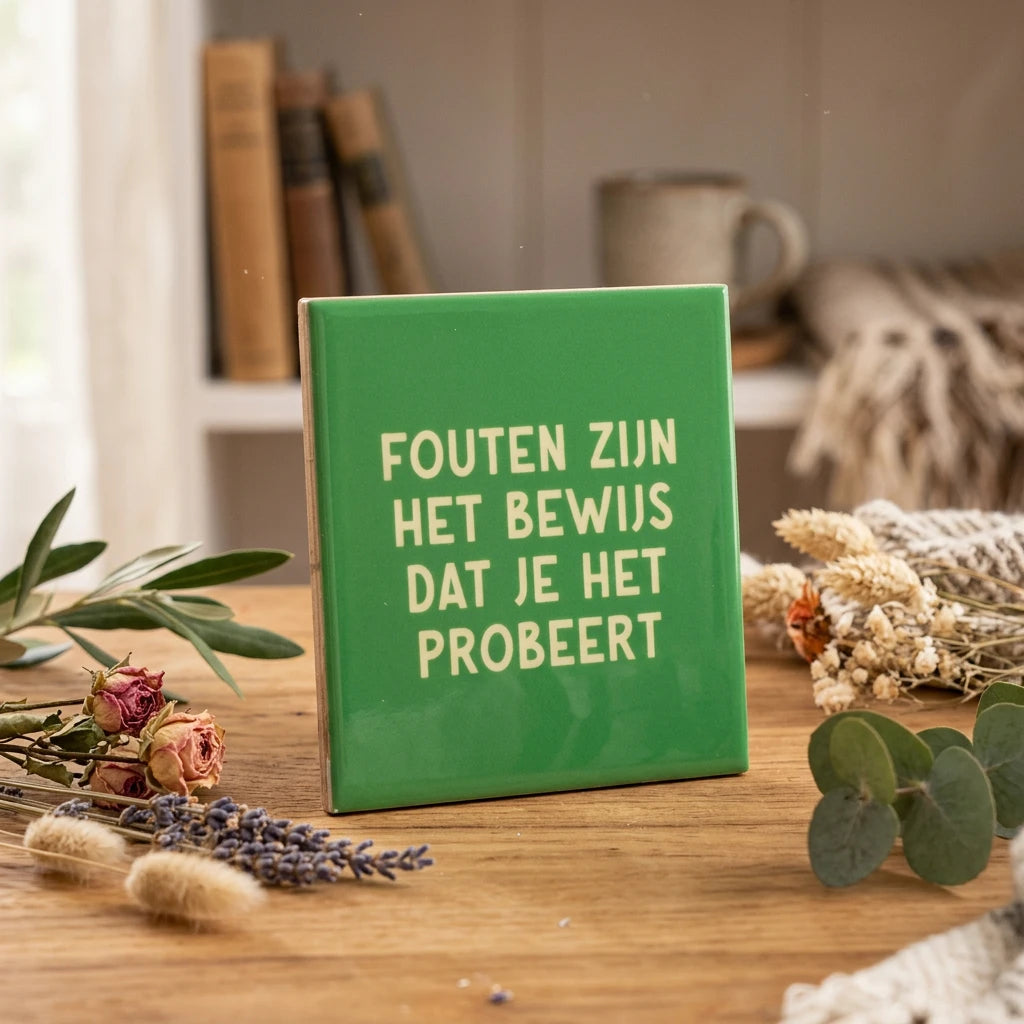Tegeltje met tekst - Fouten zijn het bewijs - SoMuch Fashion