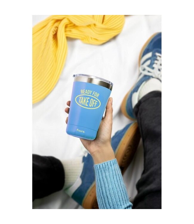 Thermos beker "Ready for take off"  blue