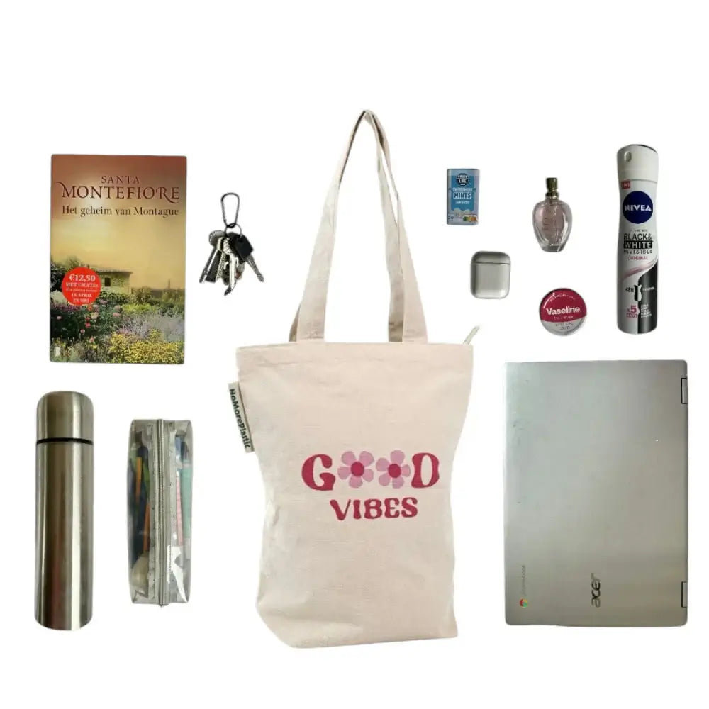 Tote Bag Good Vibes - Duurzaam - met rits
