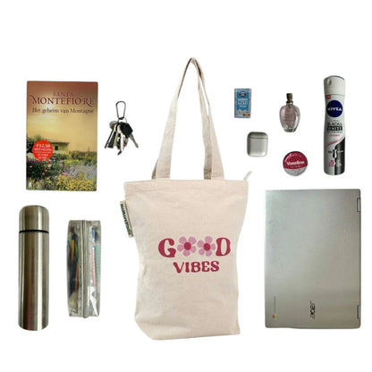 Tote Bag Good Vibes - Duurzaam - met rits