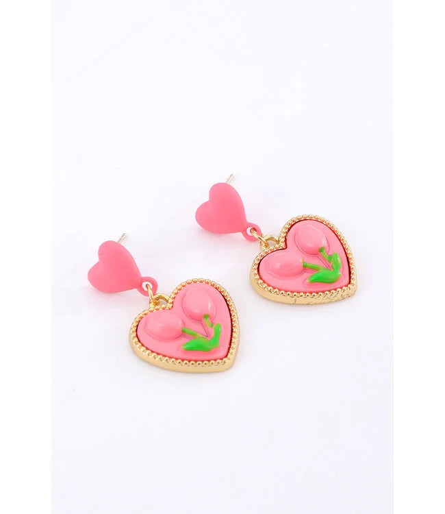 TULIP HEART EARRINGS