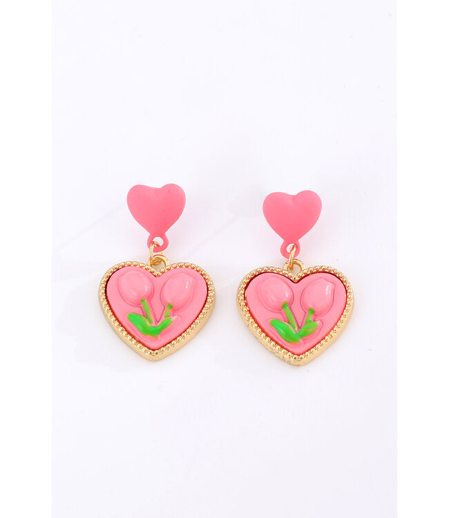 TULIP HEART EARRINGS