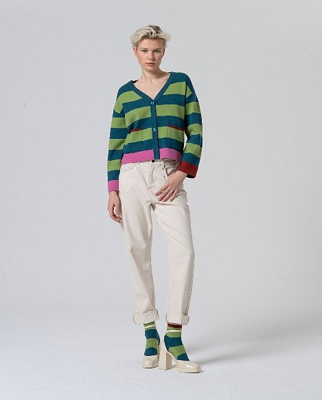 V Neck Cardigan green