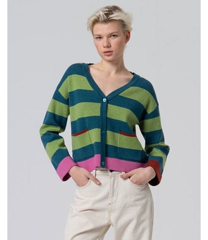 V Neck Cardigan green